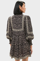 Multi Emmeline Print Long Sleeve Mini Tiered Dress