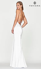 Lace-Up Faviana Light Blue Long Satin Prom Dress