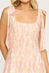 Polly Lavender Florals Print Sleeveless Midi Dress