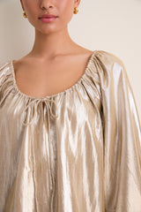 Gold Metallic Claudine Mini Dress