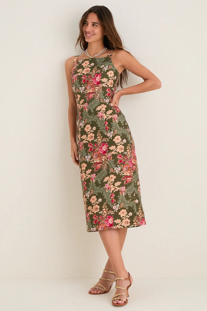 Olive Ornate Floral Eleonore Dress