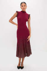Plum Shimmer Knit Midi Dress