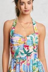 Vittoria Summer Print Halter Midi Dress
