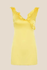 V-neck Lavender Ruffled A-line Short Dress
