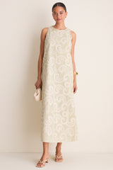 Celadon Scroll Embroidered Portia Dress