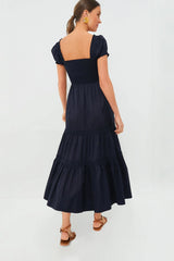 Medium Navy Smocked Cotton Dress
