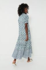 Blue Multi Short Sleeve Maxi Dress