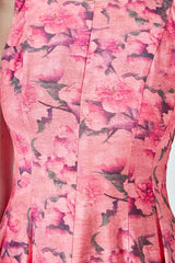 Sheena Florals Sleevless Linen Midi Dress - Pink